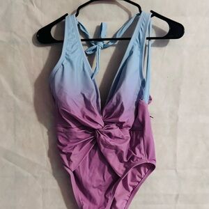 Shade & Shore Gradient Blue and Pink One Piece Swimsuit 8/10 NWT
